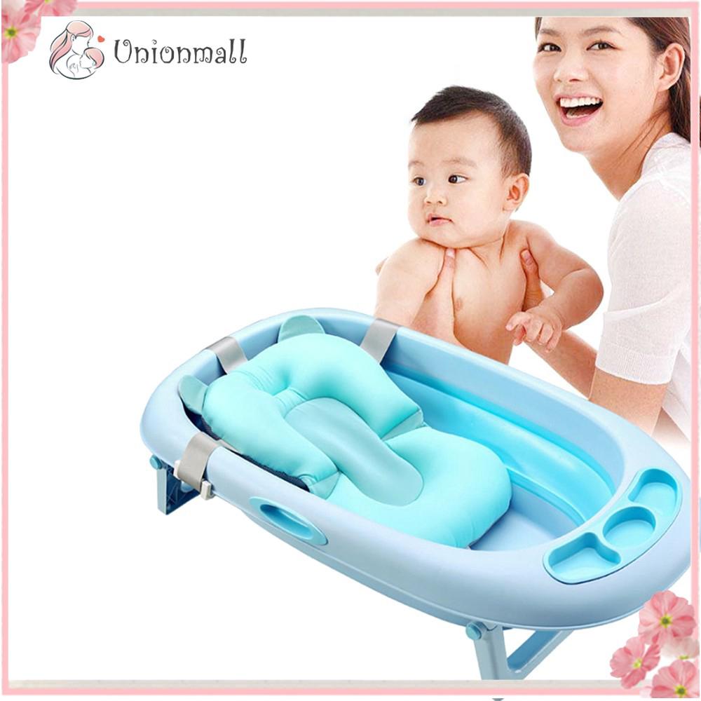 UNIONMALL Foldable Baby Bath Tub Pillow Non-slip Floating Bathing Pad For Newborns Infants