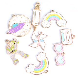 [glowingbrightly 0728] 10Pcs/Set Alloy Enamel Windmill Rainbow Charms Pendant Jewelry DIY Making Craft
