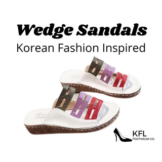 KFL Korean Fashion Rainbow Unique Soft Sole Wedge Sandals D-55