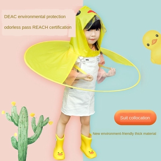 WD-0126 Children's UFO Raincoat Cap Cute Duck Hooded Raincoat Kids Rainwear Poncho for Boys Girls