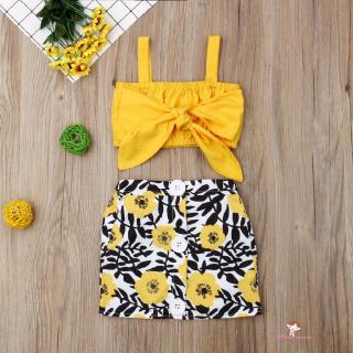 ❤XZQ-Toddler Kids Baby Girl Clothes Crop Vest Skirt Set 2Pcs