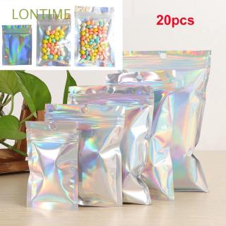 LONTIME 20 Pcs Zip Plastic Bag Aluminum Foil Hologram Food Pouch Small Water Proof Zipper Reclosable Pouches