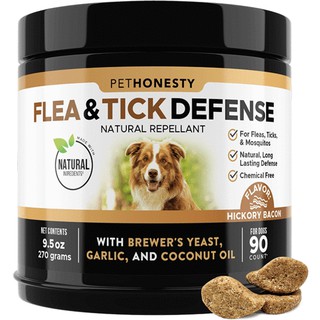 PetHonesty Flea & Tick Defense Chews for Dogs Hickory Bacon Flavor 90 count