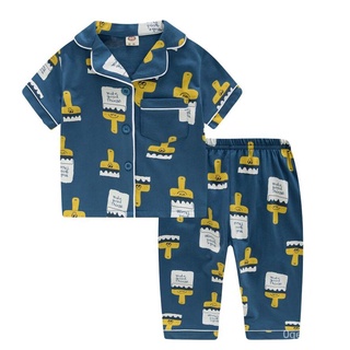 Deychie Pajama Terno Matching Set short Sleeves Cotton Pants Unisex Boy Girl Baby Kid Child Toddler
