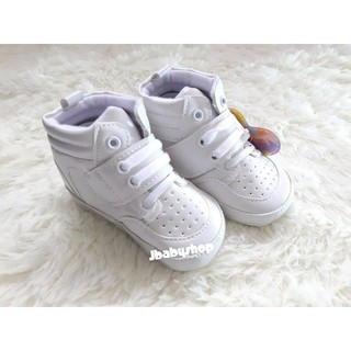 white hi-cut infant shoes