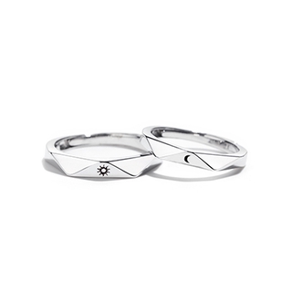 Sun Moon Rhombus Ring 925 Silver Original Niche Design Adjustable Ring Lover Commemorative Gift (8)