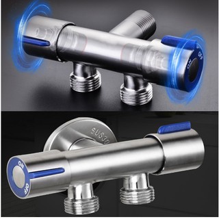 Stainless Steel Angle Valve One Into Two Out Three-way Double Handle Double Control Single Cold Mult