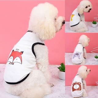 Dog clothes Fashion Cartoon Bear Fox Printed Pet Clothes Sleeveless Vest Mesh Summer Cool Breathable Clothing For Small Dog Pet Vest