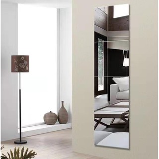 4pcs/set 3D Square Glass Mirror full-length mirror Wall Bedroom Living Room Self Adhesive DIY Mirror