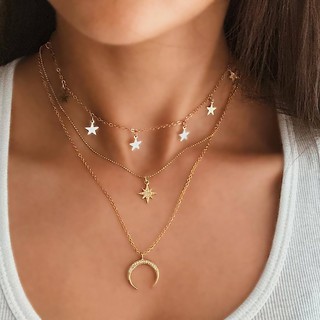 European and American New Pendant Clavicle Chain Creative Simple Women's Three-layer Necklace S