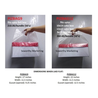 【Local Stock】Cake / Pizza Plastic takeout courier bag 50pcs/bundle (1)