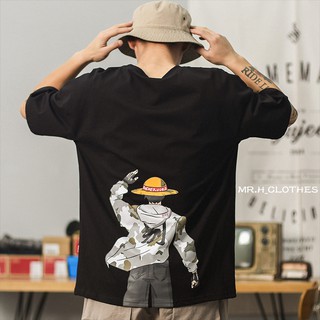 【One Piece Luffy】tshirt fashion personality couple casual tops comfortable and breathable oversize shirt Korean tshirts loose half-sleeved men clothes roundneck mens apparel t shirt for men (1)