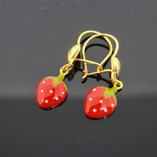 Light Gold strawberry Pendant Earrings