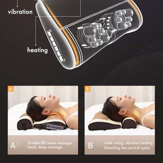⚡Shipment 24 Hours⚡Infrared Heating Neck Shoulder Back Body Electric Massage Pillow Shiatsu Device Cervical Health Massageador Relaxation 16 Massage Heads (2)