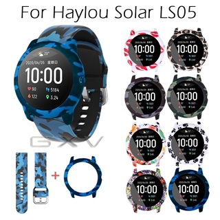 PC Painted Case + Silicone Strap for Xiaomi Haylou Solar LS05 Watchband Replacement Band with Case Accessories