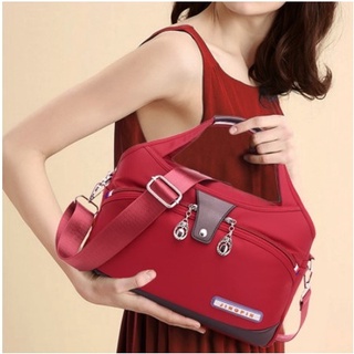 AL #1423 Korean nylon waterproof shoulder bag multi-zip bag handbag Womens Sling Bag