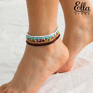 Ellastore123 7Pcs Bohemian Women Anklet Round Beads Handmade Barefoot Ankles Bracelets Jewelry for Beach
