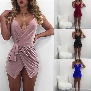 Women Fashion Sexy Deep V-neck Brought Back Sling Jumpsuit