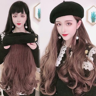 Korean Fashion Beret Hat Wig Long Straight Curls 2 Color Hat 3 Kinds Style Hairstyle Women Wig