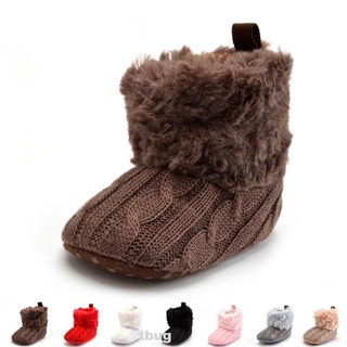 Baby Infant Crochet Knit Fleece Boots Toddler Girls Wool Snow Crib Shoes Booties (7)