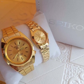 Women Watches﹍Buy 1 Take 1 SEIKO 5 Waterproof Pawnable Couple Watch 18K Gold Watch for Women and Men