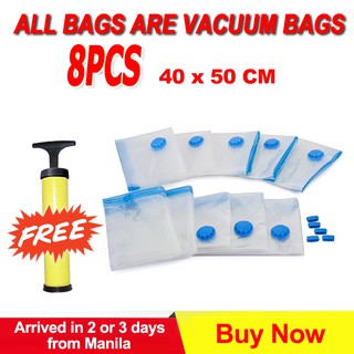 【Free Pump】8PCS Vacuum Bag Reusable Storage Bag Hand Pump 60X40cm Vacuum Bags Compression Bag Vacuum
