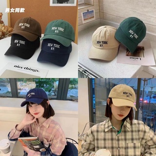 Korean NY Letter embroidered soft top curved brim baseball cap outdoor leisure Women's sunscreen hat
