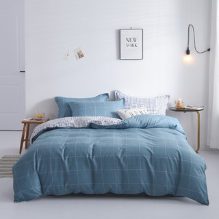 Blue Lattice 3/4in1 Fashion Bedding Set Bedsheet Pillowcase Blanket Quilt Cover Withe Zipper Set Wi