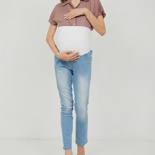 Monomom Pregnant Pants Maternity Jeans Sky Blue - Earth Jeans
