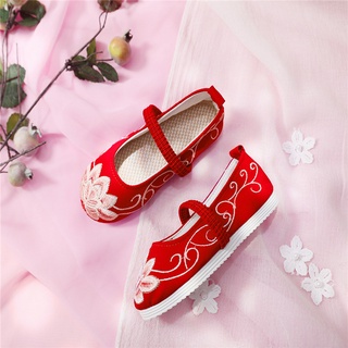 Girls Hanfu National Wind Retro Embroidered Shoes Female Cloth Shoes