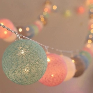 Cotton Balls Garland LED String Fairy Lights Halloween Party Garden Bedroom Holiday Wedding Outdoor