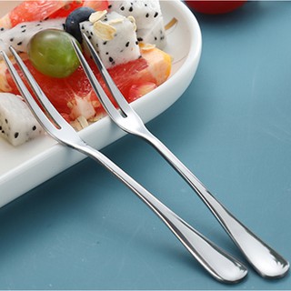 Stainless Steel Fruit Fork Two Tooth Cake Dessert Fork Creative Fashion Tableware (2)
