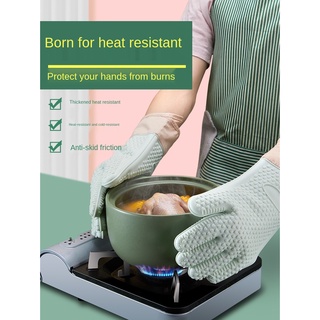 Heat Insulation Gloves Anti-Scald Thickening Oven Baking Silicone High Temperature Resistant Kitchen