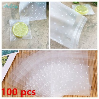⭐100pcs Frosted Cute Dots Plastic Pack Candy Cookie Soap Packaging Bags Cupcake Wrapper Self Adhesive Sample Gift Bag 10cm