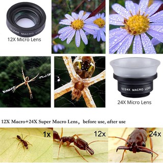 APEXEL APL-24X Professional Universal 2 in 1 Clip-on 12X+24X Macro Lens for Mobile Phone