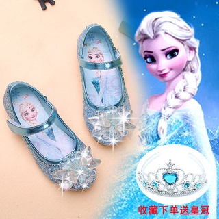 [Japanese Small Leather Shoes] [Cute Soft Girl] Girls Frozen Elsa Princess Shoes Little Soft-Soled Children El