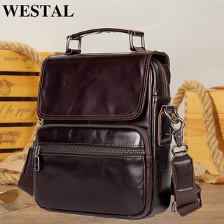 WESTAL Men's Shoulder Bag for Man Top-handle Bags for Men Genuine Leather Messenger Bags Designer Me