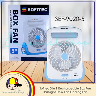 3 in 1 Rechargeable Fan Flashlight Portable Box Fan Electric Fan Sofitec SEF-9020-5 Cooling Fan LED