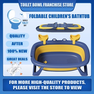 COD Baby Bathtub Foldable Blue Bathtub&Bathmat For Kids Simple And Practical