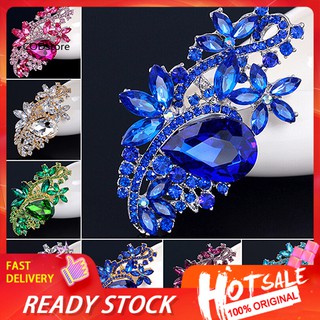 ❀COD❀Waterdrop Flower Brooch Pin Rhinestone Crystal Brooches Bouquet Wedding Jewelry (1)
