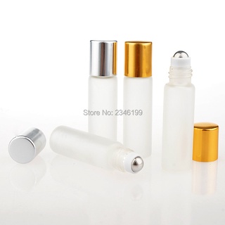 50Pcs/lot 5ML 5CC Frosted Glass Roller Bottle Perfume Aroma Essential Oil Packing Bottle Gold Silver