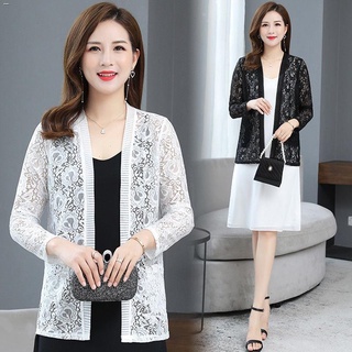Women Clothes✶2021 summer new plus size women s mid-length lace cardigan thin jacket with long-sleev (4)