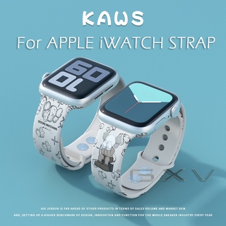 Fashion Silicone Strap for Apple Watch 44mm 40mm Watchband KAWS Collaboration Sport Silicone Strap for iWatch Series 6 5 4 3 SE