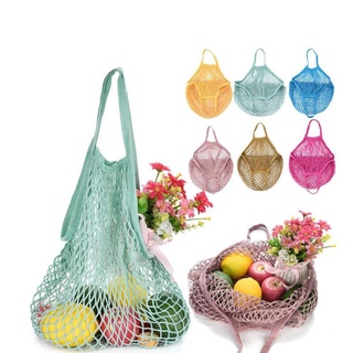 Reusable Grocery Produce Bags Cotton Mesh Ecology Market String Net Shopping Tote For Kitchen Fruits