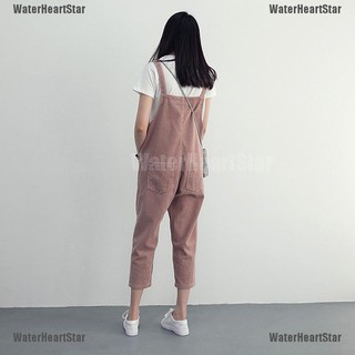 Fuelthefirer✫ Korean Women Casual Romper Jumpsuit Corduroy Overalls Loose Solid Strap Pockets (6)