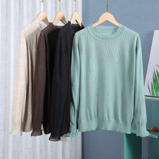 156 Round Neck Long-Sleeved Thin Simple Shirt Sweater Commuter Slim