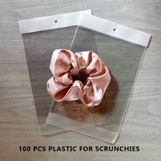 100 PCS OPP PLASTIC FOR SCRUNCHIES WITH ADHESIVE SEAL AND LINER