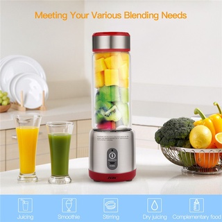 Portable juicer㍿❂JVJH Portable Blender with 6 Blades USB Rechargeable Fruit Mixing Machine Strong-Po