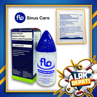 Flo Sinus Care Kit (Nasal Wash bottle/Sinus Relief Irrigation Set/Neti Pot) + 4 Refill Sachets