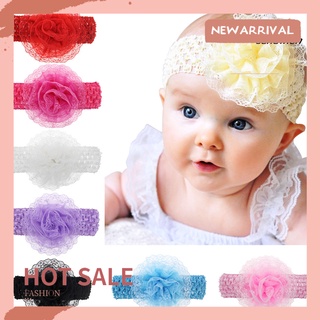 【TS】 Cute Kids Baby Girl Toddler Lace Flower Headband Elastic Hair Band Headwear